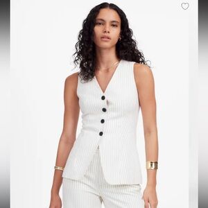 NWT Madewell Cutaway Vest in Pinstripe Linen Blend